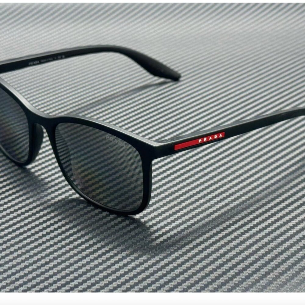 PRADA LINEA ROSSA Matte Black Silver Mirror Men's 56 mm Sunglasses